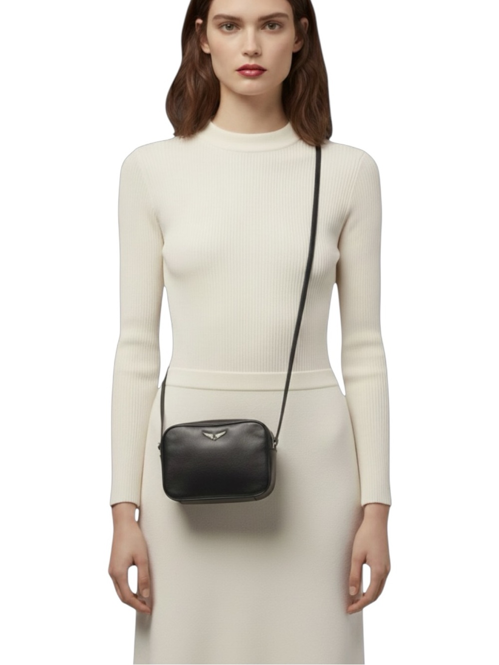 ZADIG & VOLTAIRE Grained Leather Boxy Wings Bag NWT